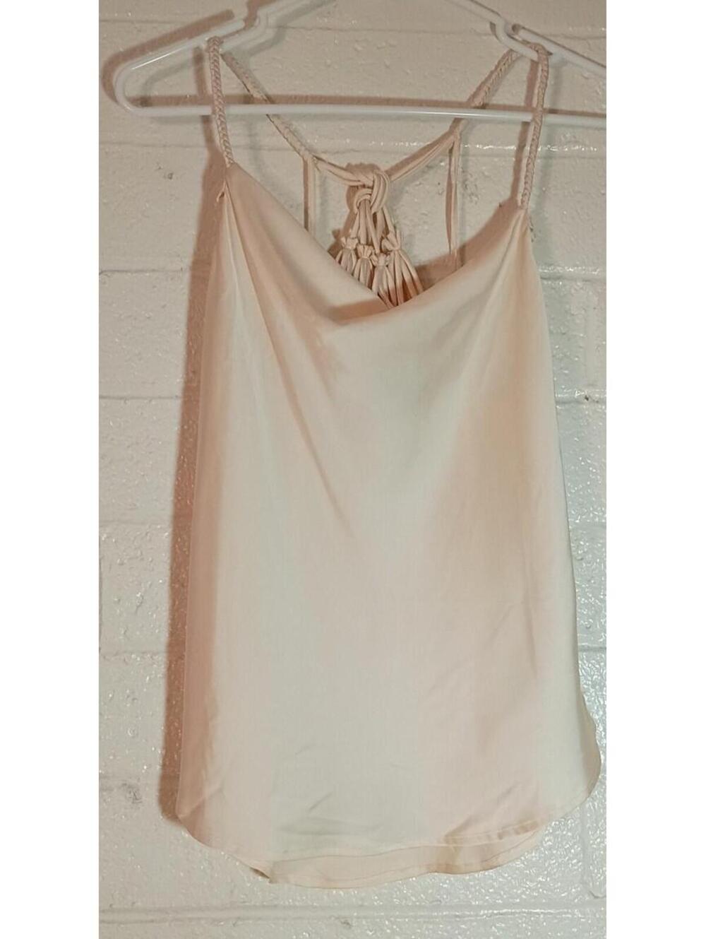 Rachel Zoe Knotted Strap Cowl Neck Sleeveless Camisole Tank Beige M